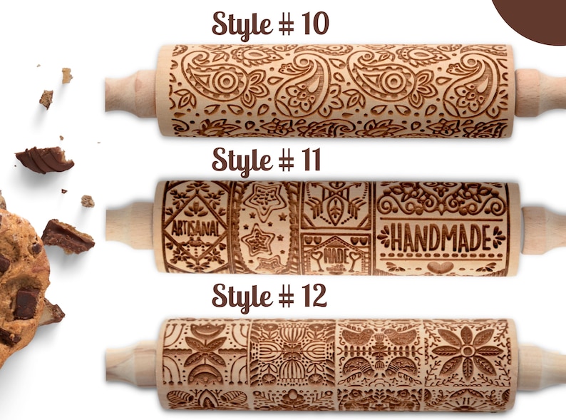 Embossing Rolling Pins Laser Engraved and Embossed Rolling Pin, Dough ...
