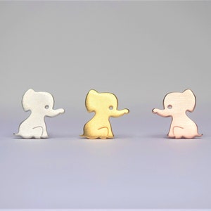 Baby Elephant Earring in Solid Gold / Safari Animal Charm / Cute Gift for Women, Kids