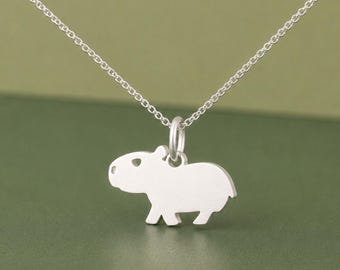 Sterling Silver Capybara Pendant Necklace for Animal Lovers,  JP1010