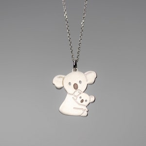 Koala Necklace in sterling silver / Family Mother Baby Pendant / New Mom Dad Jewelry