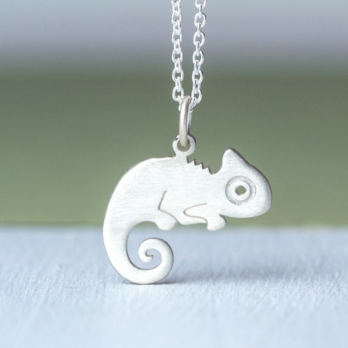 Lizard Necklace in Solid Sterling Silver Gecko Pendant Etsy