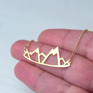 Solid Gold Mountain Necklace / Hiking Pendant / Nature lover Gift / 9k, 14k or 18k yellow, white or rose solid gold image 3