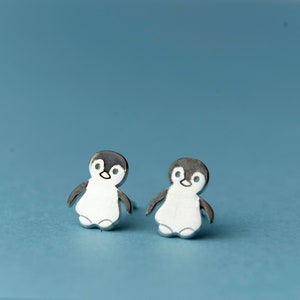 Baby Penguin Earrings Cute Bird Stud sterling silver Gift teen pole Animal Earrings kids earrings polar winter Christmas gift sale  jewelry