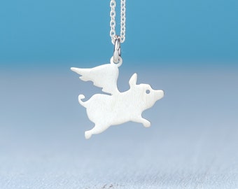 Flying Pig Necklace sterling silver Kids Jewelry New Mom Pendant Baby Shower Gift Farm animal Jewelry gift for her teen in memory of