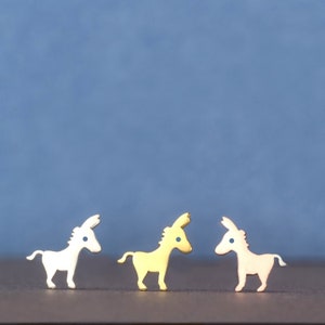 14k Solid Gold Donkey Stud Earrings: Farm Animal Jewelry Gift