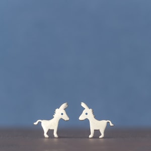 Tiny Donkey Earrings / Fun Sterling Silver Mule Studs / Everyday Minimal Jewelry image 1