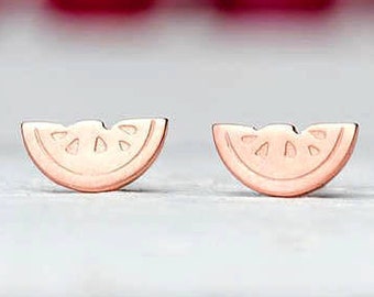 Tiny Watermelon Earrings /  Sterling Silver Tropical Studs / Dainty Summer Gift