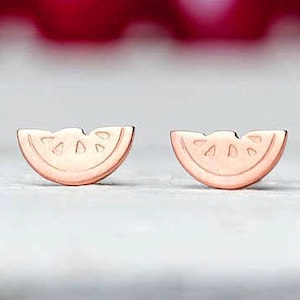Tiny Watermelon Earrings /  Sterling Silver Tropical Studs / Dainty Summer Gift