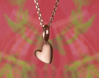 Heart Necklace in Solid Gold / Extra Tiny Heart Pendant / 14k Heart Charm / Dainty Pendant