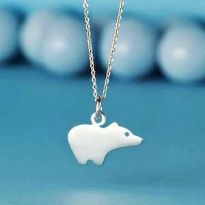 Polar Bear Necklace / Winter Animal Pendant / Sterling Silver or Gold Plated