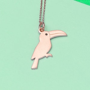 Toucan Necklace / Tropical Bird Pendant / Sterling Silver Charm / Unique design