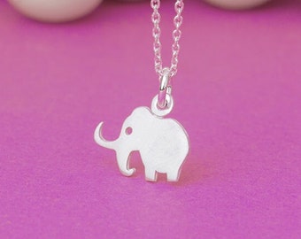 Small Solid Gold Mammoth Necklace / Prehistoric Elephant Pendant / Animal Charm