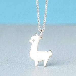 Alpaka Halskette, Lama Anhänger, Sterling Silber, Geschenk Teenager Kind Mutter / JP1079