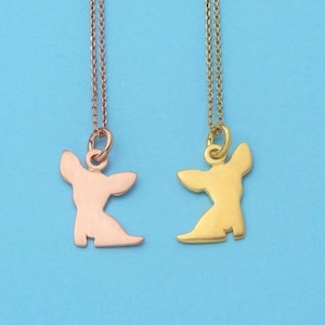 Solid Gold Chihuahua Necklace / Animal Pendant 14k / Dog Charm / Pet Jewelry / JP1085-GD