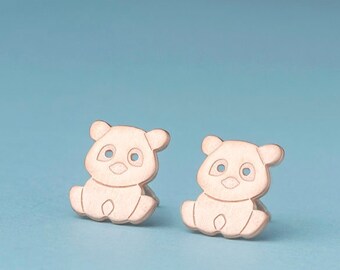 Panda Bear Earring Cute Bear Stud sterling silver Gift teen Animal Earrings kids earrings woodland jewelry