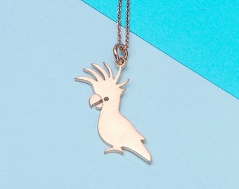 Cockatoo Necklace / Sterling Silver Parrot Pendant / Tropical Bird Charm / Quirky Gift
