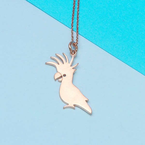 Cockatoo Necklace / Sterling Silver Parrot Pendant / Tropical Bird Charm / Quirky Gift