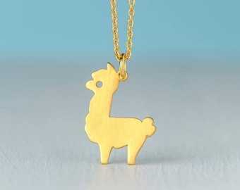 Solid Gold Alpaca Necklace / 14k LLama Pendant / Pet necklace