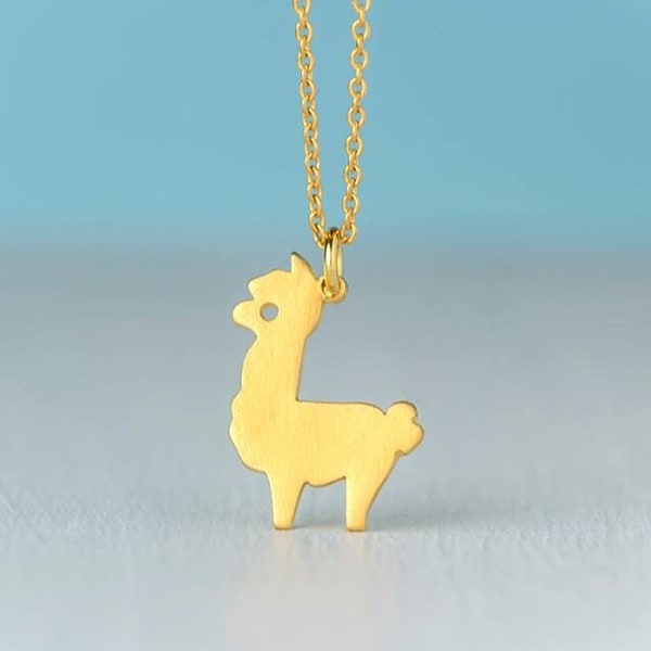 Massief gouden Alpaca ketting/14k Llama hanger/huisdier ketting