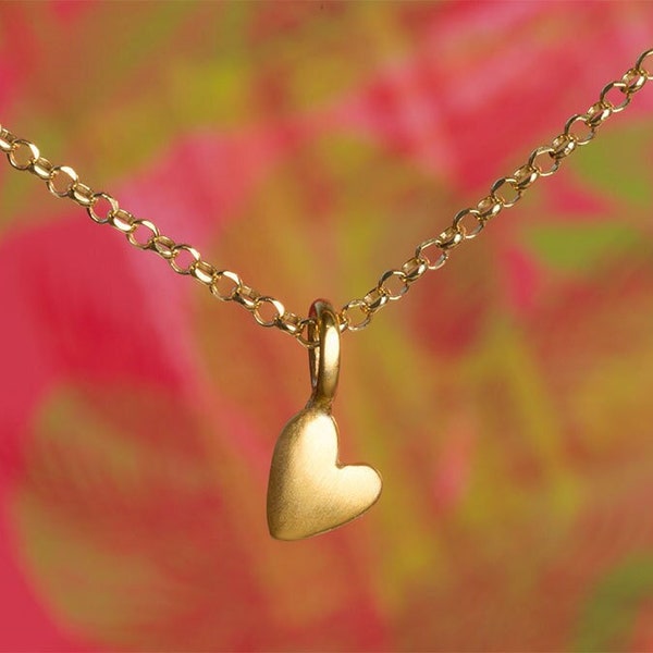 Tiny Heart Necklace in Sterling Silver / Yellow or Rose Gold Plated / Minimal Valentine Charm