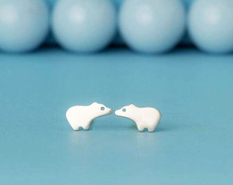 Polar Bear Earring Cute Tiny Bear Stud Earrings sterling silver Gift teen Animal Earrings kids earrings woodland jewelry