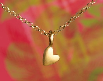 Tiny Heart Necklace in Sterling Silver / Yellow or Rose Gold Plated / Minimal Valentine Charm