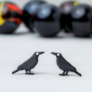 Boucles d’oreilles Black Crow / Bird Studs / Boucles d’oreilles uniques / Argent sterling