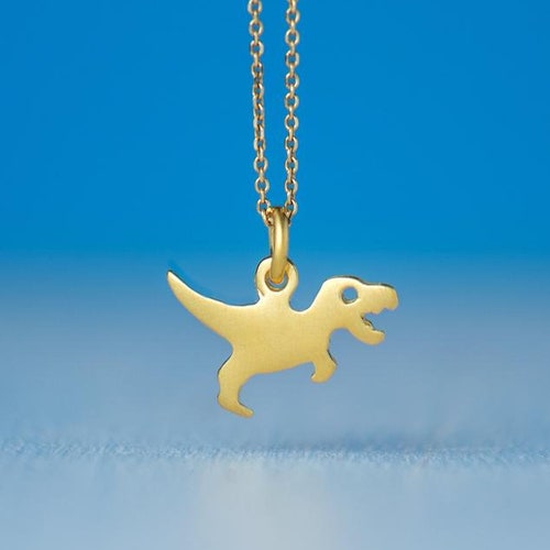 Tiny Solid Gold Brontosaurus Pendant / 14k Dinosaur Necklace Etsy