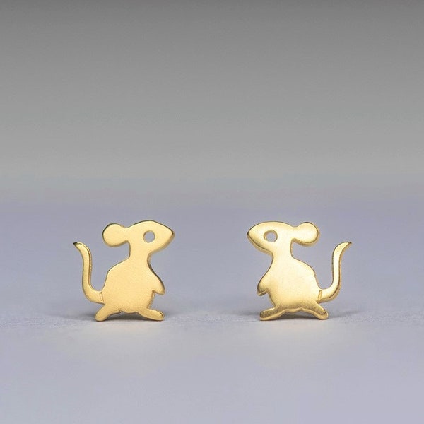 Kleine Maus Ohrringe in Sterling Silber / Ratten Ohrstecker / Handgemachtes Geschenk