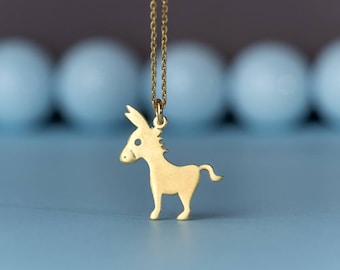 Sterling Silver Donkey Necklace / Cute Mule Pendant / Fun Gift for Her, Him