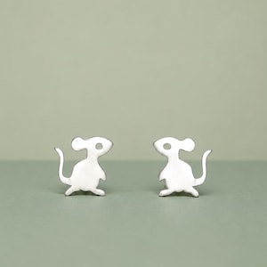 Kleine Maus-Ohrstecker: Sterling Silber Rattenschmuck / E100