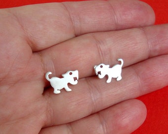 Tiger Stud Earrings sterling silver Saber Toothed Tiger Baby Cat Pet Lover Gift Kid jewelry Teen Xmas dainty studs prehistoric unisex