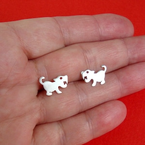 Tiger Stud Earrings sterling silver Saber Toothed Tiger Baby Cat Pet Lover Gift Kid jewelry Teen Xmas dainty studs prehistoric unisex