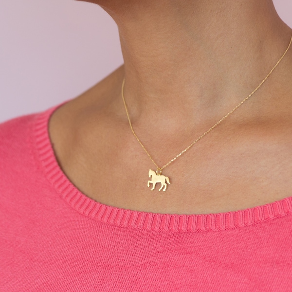 Sterling Silver Horse Necklace / Cute Animal Pendant / Horse Lover Jewelry