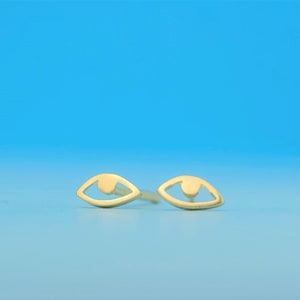 Malutkie kolczyki ze złotego szkła Evil Eye / 14k Good Luck Charm / Kolczyki ochronne