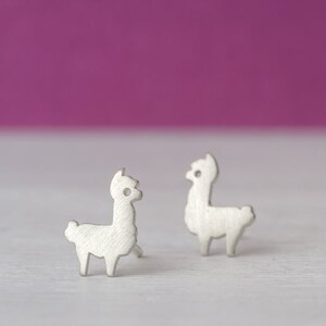 Sterling Silver Alpaca Earrings / Llama Studs / Minimal Jewelry / Gift for Kids Teens Mom image 6