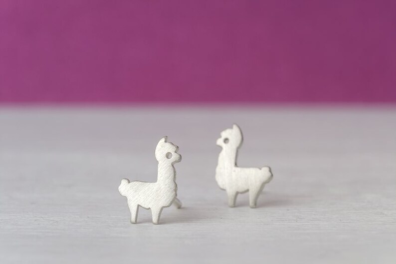 Tiny Alpaca and Cactus Earrings Llama Studs sterling silver Sheep gold studs Minimal Jewelry Kids Teen gift for her mom valentine