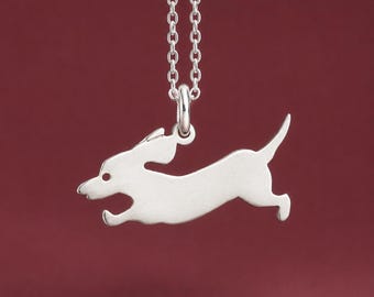 Dachshund Necklace / Dog Pendant /  Sterling silver Pet Jewelry / 300D