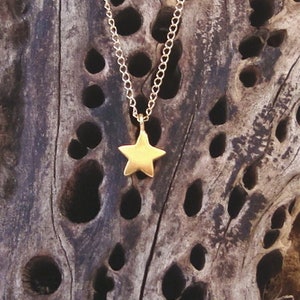 Solid Gold Tiny Star Necklace / Celestial Pendant / Valentine dainty Charm image 5