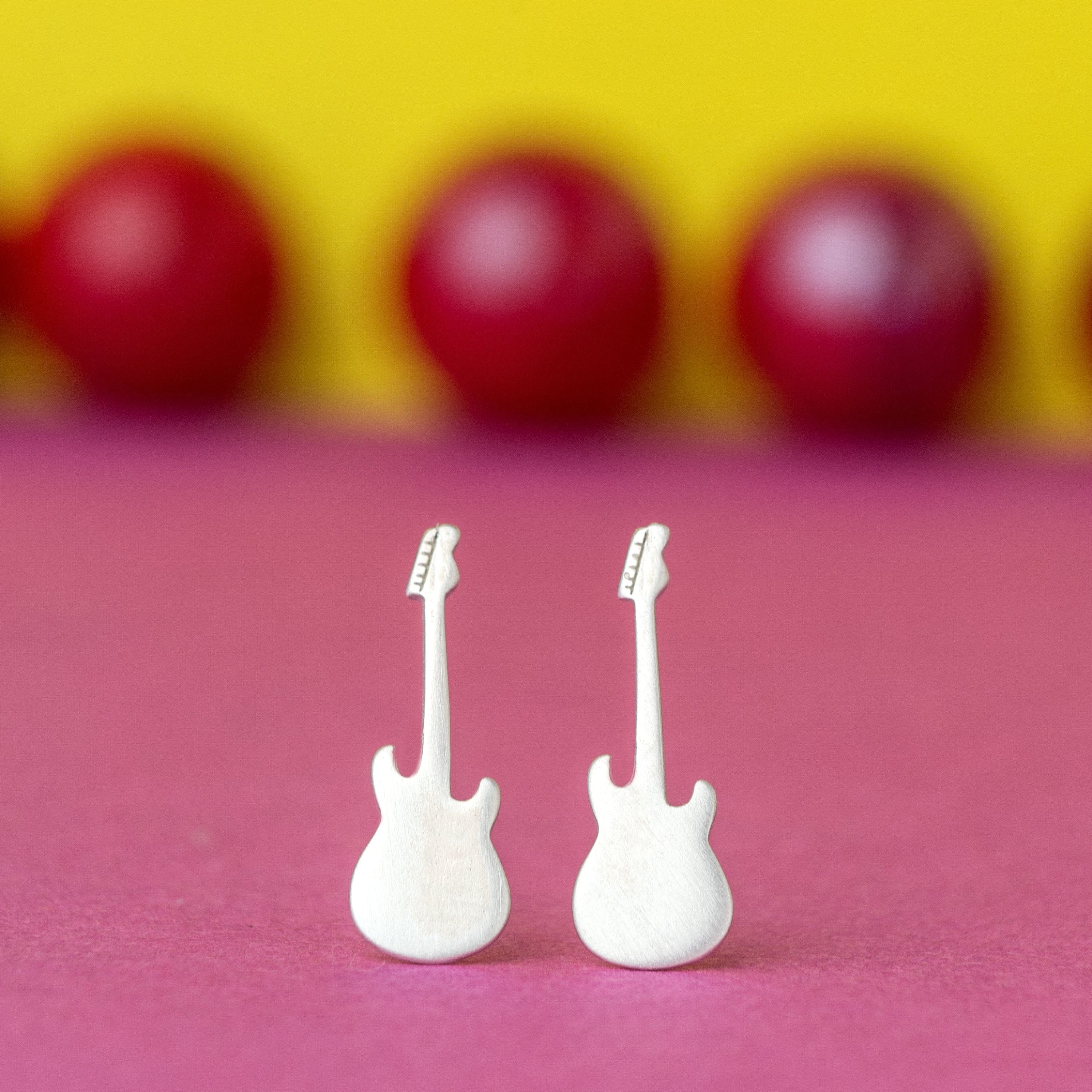 Electric Guitar Earrings Sterling Silver / Single or Pair