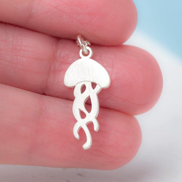 Jellyfish Necklace Sterling Silver /   Sea Animal Charm / Minimal Pendant for Women, Men