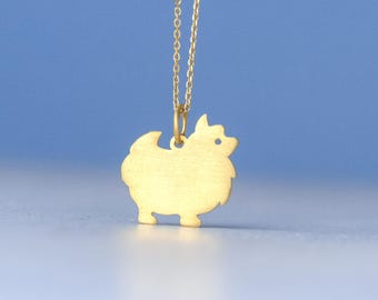 Sterling Silver Pomeranian Dog Necklace: Samoyed Puppy Pendant / JP1050