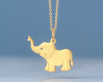Elephant Necklace in Sterling Silver / Kids Jewelry / Cute Animal Unisex Charm