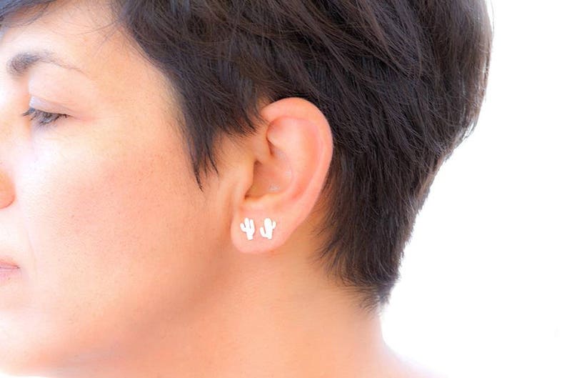 Boucles d'oreilles cactus en argent sterling / 4 modèles différents / bijoux pour amoureux des plantes image 2