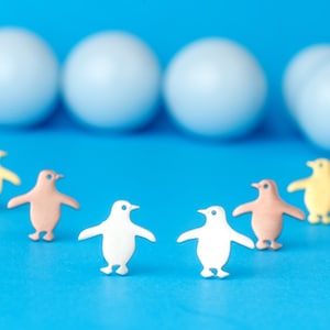 Tiny Penguin Earrings / Cute Polar Studs Sterling Silver / Minimal Gift for Boys, Girls image 2