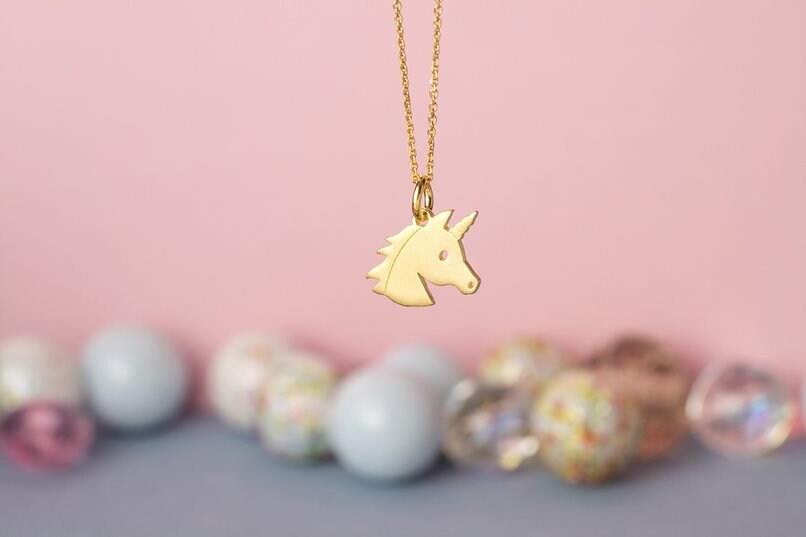 Solid Gold Unicorn Necklace / Fairy 