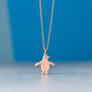 Penguin Necklace Cute Bird Pendant sterling silver Girls necklace baby charm Bird Jewelry children kids necklace rose gold charm image 6