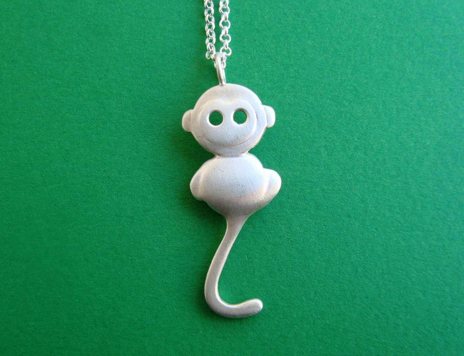 Adorable Silver Funny Monkey Necklace – Lucky Charm Pendant With 18-Inch Chain