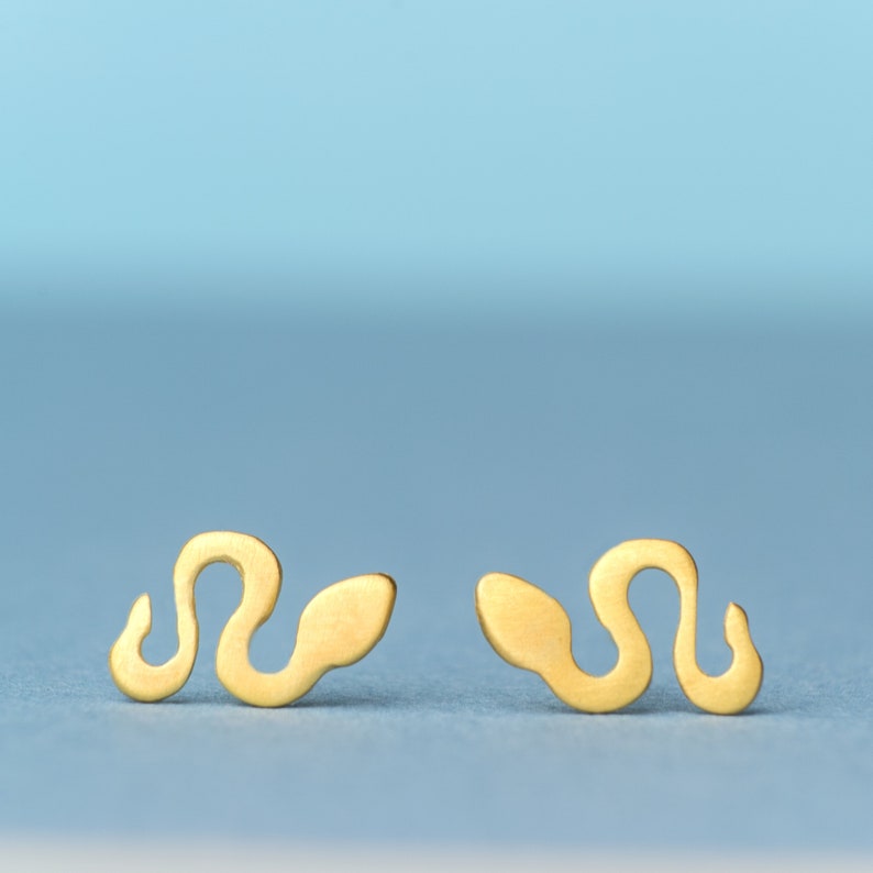 Snake Studs Snake Earrings sterling silver gold snake earring rose gold earrings kids jewelry dainty jewelry image 1