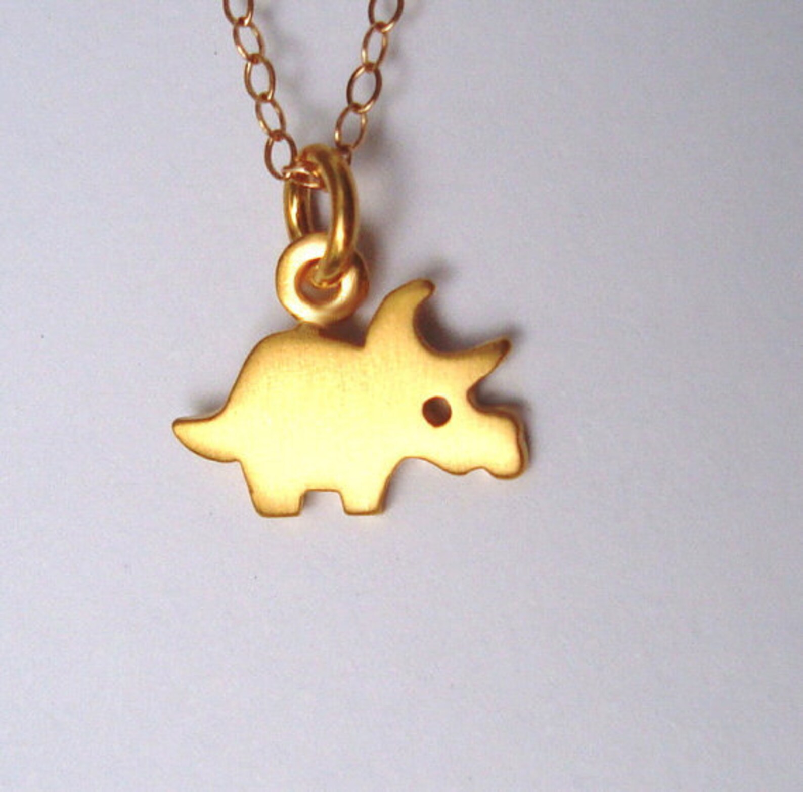 Tiny Dinosaur Necklace Dinosaur Charm Triceratops Pendant Etsy